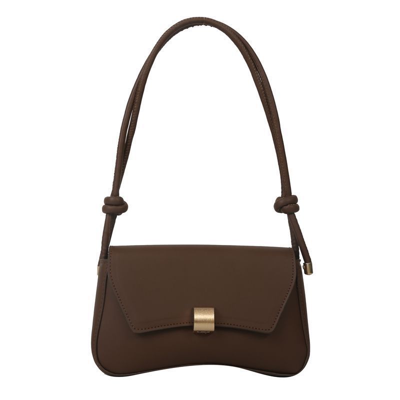 

Simple and versatile shoulder bag women s bag 2025 retro commuter travel small baguette underarm mobile phone bag коричневый