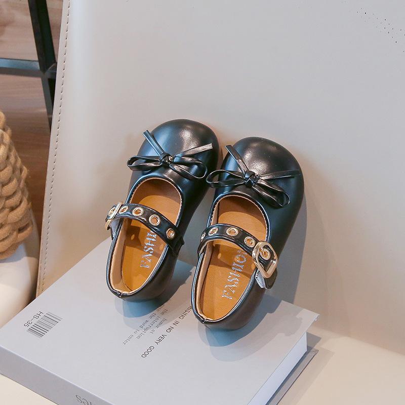 Vintage Girls' Leather Shoes Spring New Kids Shoe Soft Soled Girls' Shoes Anti Slip Child Casual Shoes Versatile Mary Jane Shoe