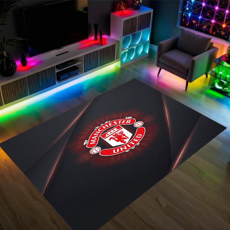 Manchester United FC Design Crystal Velvet Carpet Cozy Non?Slip Printed Rug For Bedroom Living Room Entrance