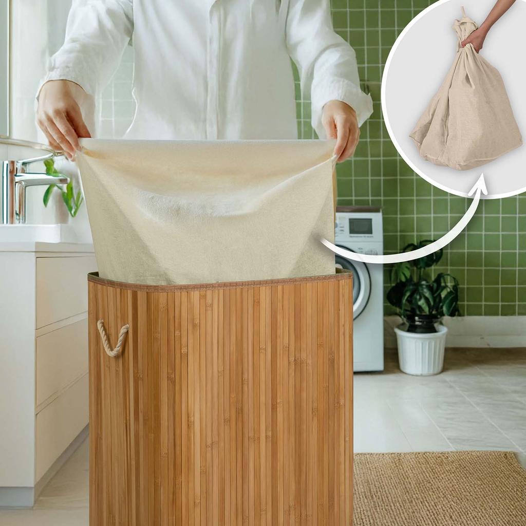 Bamboo Laundry Hamper With Lid, Massido