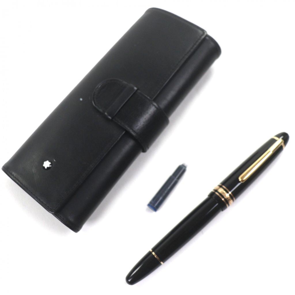 Great MONTBLANC fountain pen Meisterstück 147 Traveler white star black 14K mens Used