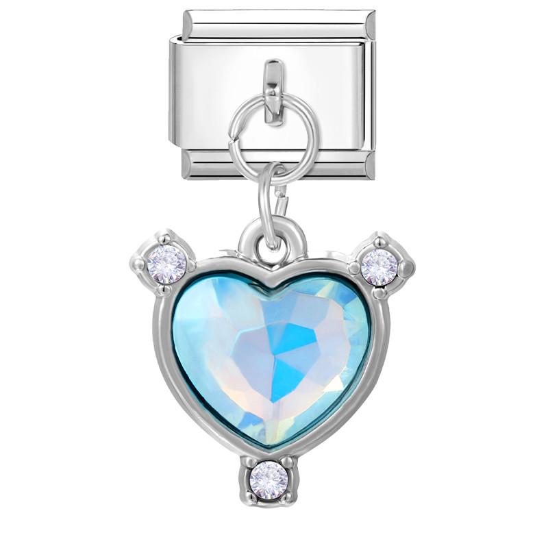 Zircon Colorful Crystal Butterfly Heart Flower Pendant Italian Charm Link Fit 9mm Bracelet Stainless Steel Women DIY Making Gift
