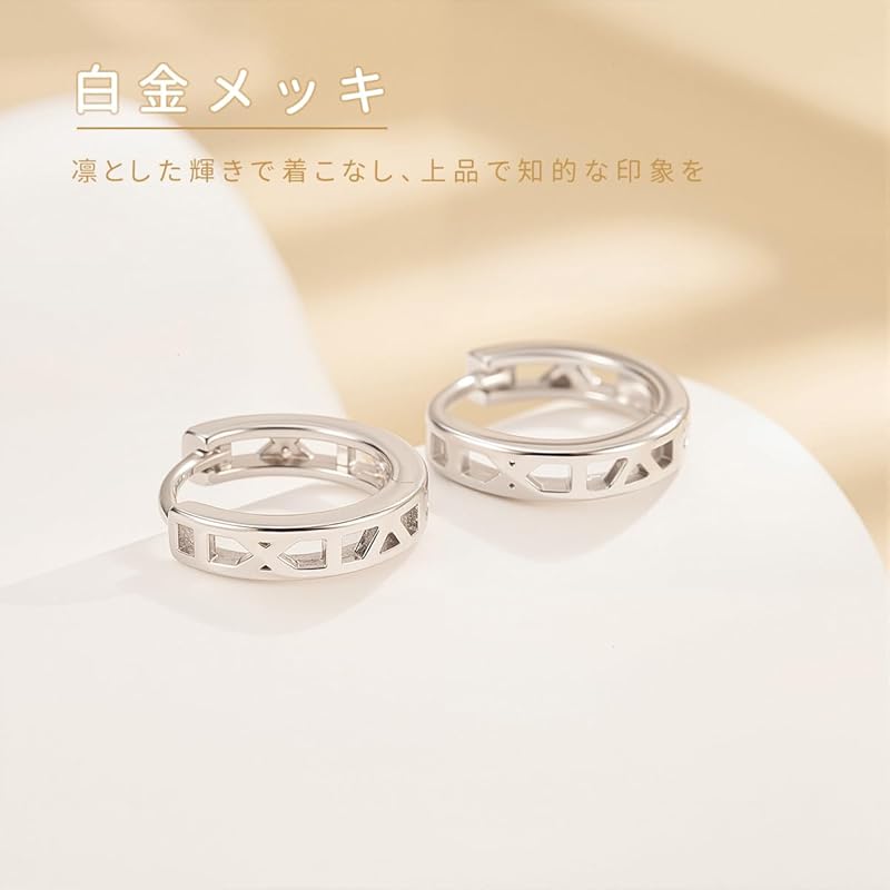 Earrings Ladies Roman Numerals Atlas Style Silver 925 Compatible with Metal Allergies 18k Gold Plated Platinum Plated Hoop Earrings Leave It On