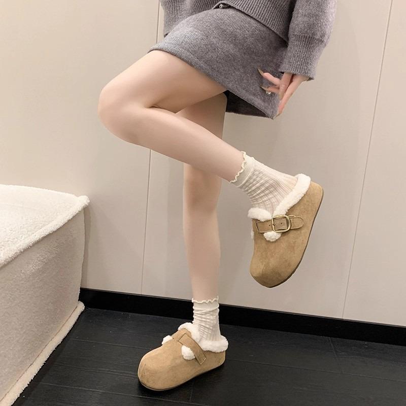 Neue Retro-Samt-verdickte Pantoffeln mit dicker Sohle für Damen, vielseitig, winterwarm, für den Außenbereich