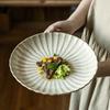 Vintage Plate Petal Plate Japanese Tableware Large Plate Restaurant Western Steak Plate Round Plate Large Plate