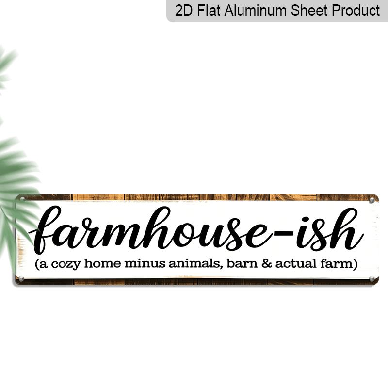 2D Flat 1pc, Farmhouse Aluminium Decorative Sign Family Wall Plaques Decorations Sign Farmhouse Entryway Rustic Plaques Art with Quotes for Home Cafe