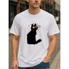 Star Cat Dog Sitter Cute Style Cotton Printed T-Shirt, Men's Casual Short-Sleeved Round-neck Patterned Printed T-Shirt, Short-sleeved Shirt