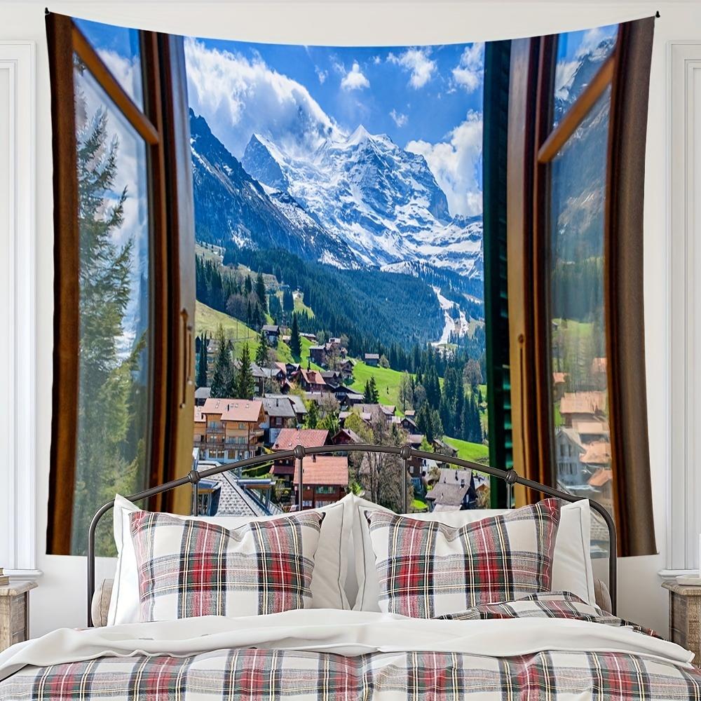 

Окно лесной пейзаж живопись гобелен настенный богемный стиль психоделическая мандала спальня домашний декор 95x75cm