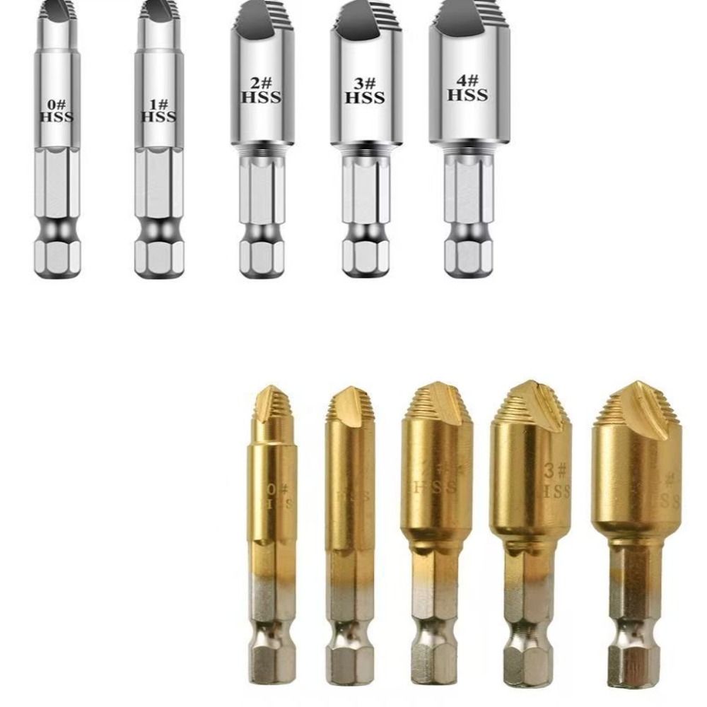 Hex Shank Screw Extractor Set Hardened Steel Easy Out Drill Tool  Rusted Screws