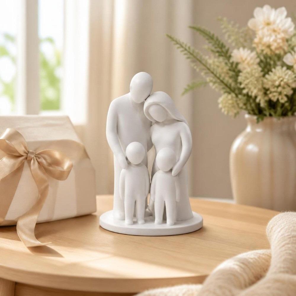 Family Of Three Parent Child Statue Home Ornament 4 Persons Figurine Bedroom Decor
