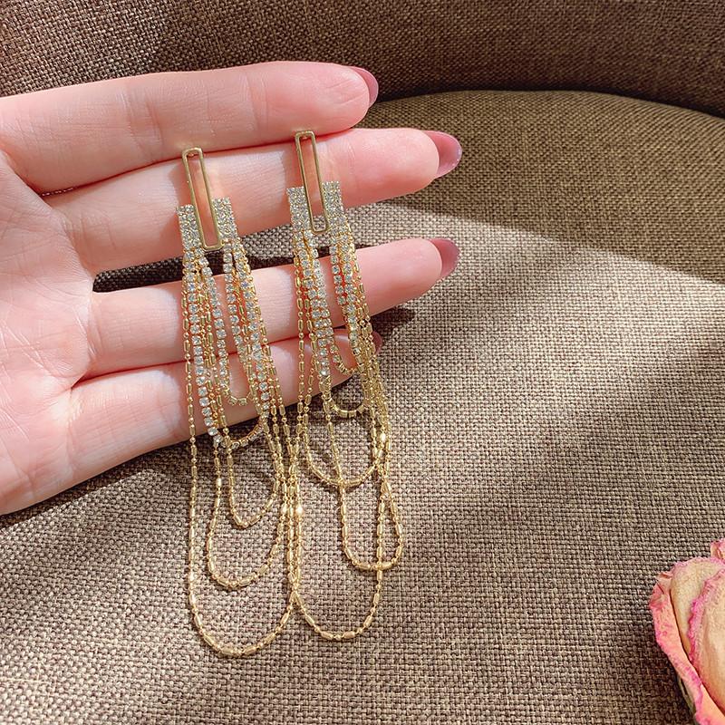 New Full Inlaid Colorful Zircon Christmas Tree Tassel Earrings Women's Fashion Personality Earrings Party Jewelry Christmas Gift
