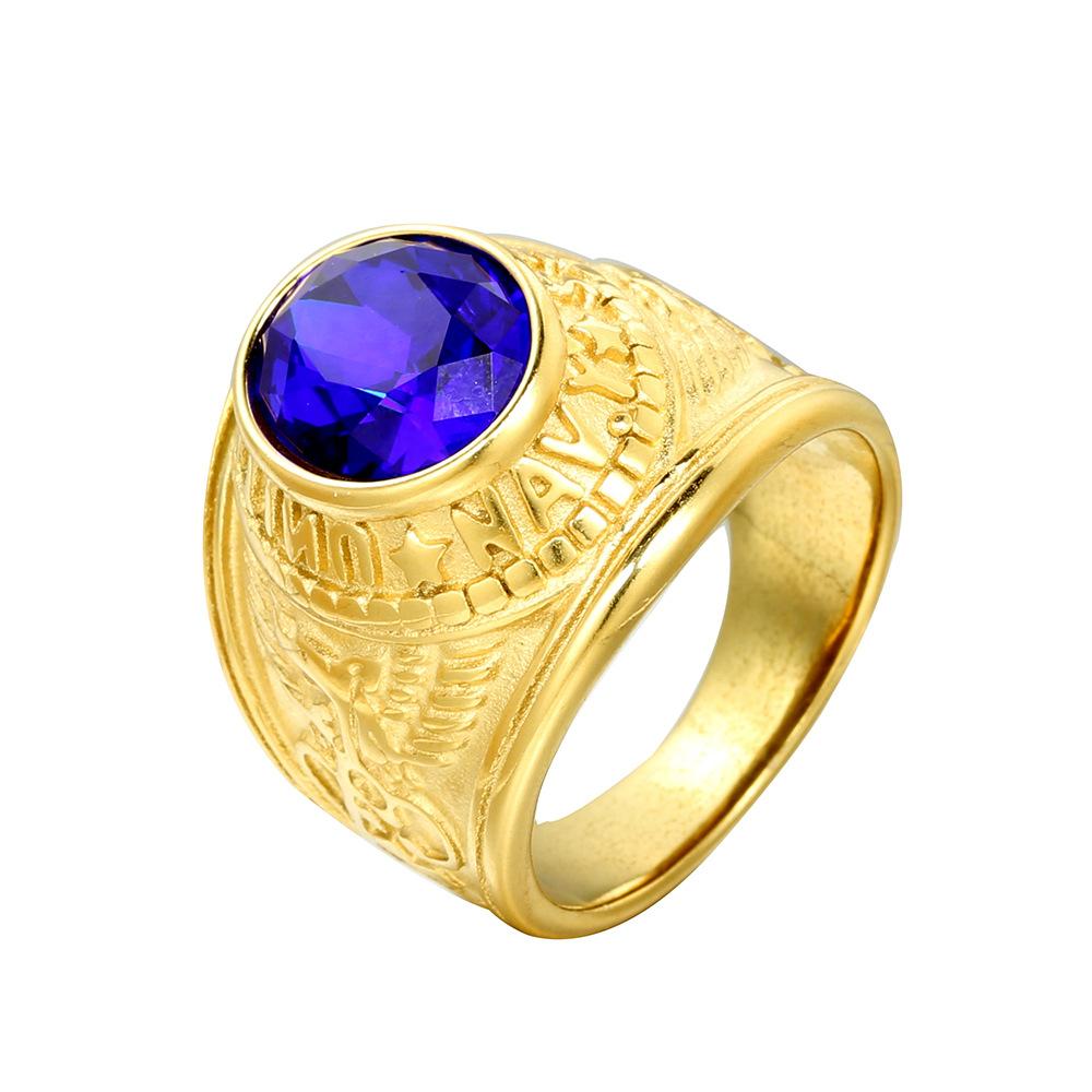 Militärischer Titanstahlring für Herren Trendy Edelstein-Inlay Stilvoller Unisex-Schmuck Geschenk