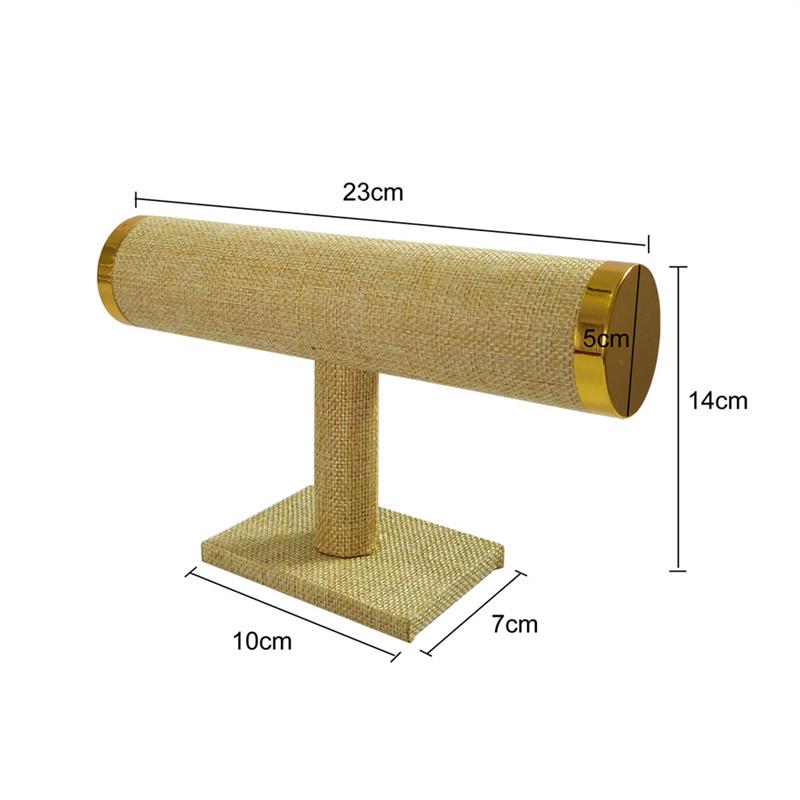

Высококачественная бархатная подставка для украшений Подставка с золотыми краями с обеих сторон для демонстрации часов и браслетов 1PCS льняной