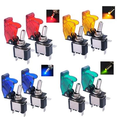 Rocker Switch LED Car Modification Arm Push Button Illuminated Toggle Switch With Safety Aircraft Flip Up Cover Guard 12V20A
