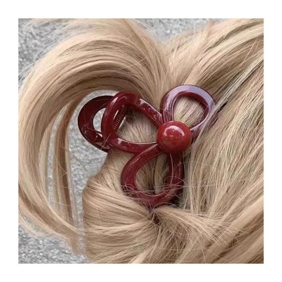 Hair Claw Three-Dimensional Hollow Bow Design Back Head Hair Clip Glossy Texture Stable Grip Hair Accessory