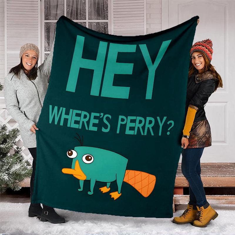 1pc Phineas and Ferb4 Theme Blanket - Digital Print, Polyester, Cozy for All Seasons, Perfect for Outdoor, and Travel
