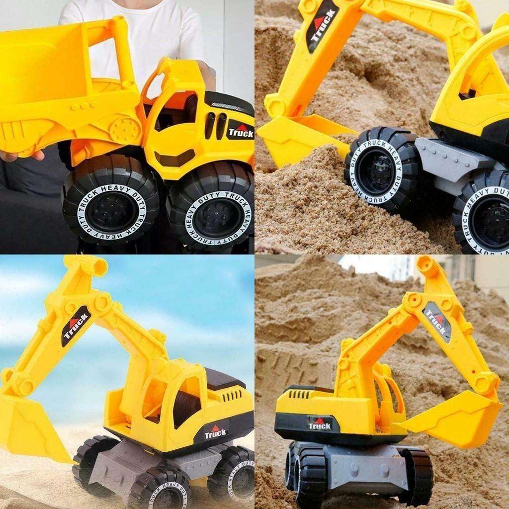Bright Yellow Engineering Construction Truck Excavator Digger Vehicle Car Toy For Kids