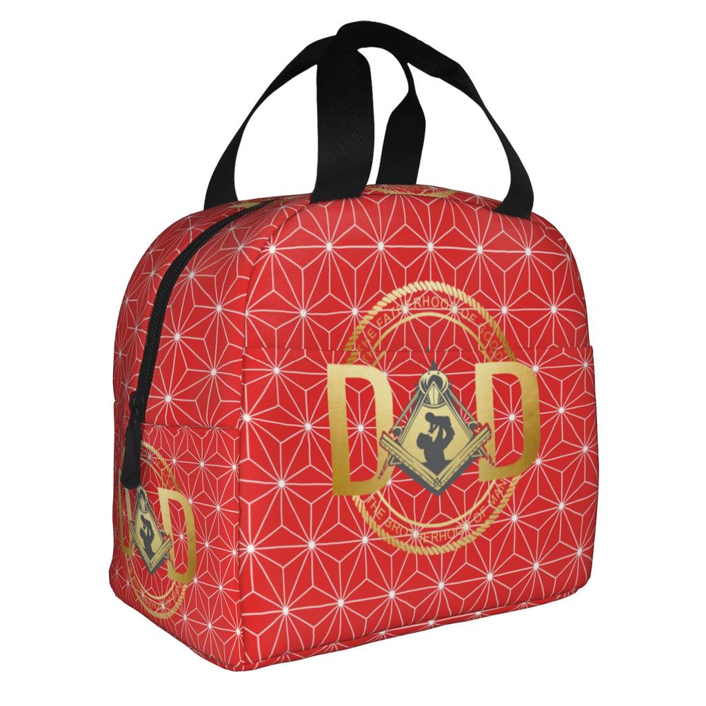 Freemasonry Symbol Lunch Bag Women Masonic Mason Freemason Thermal Cooler Insulated Lunch Box for Adult Office