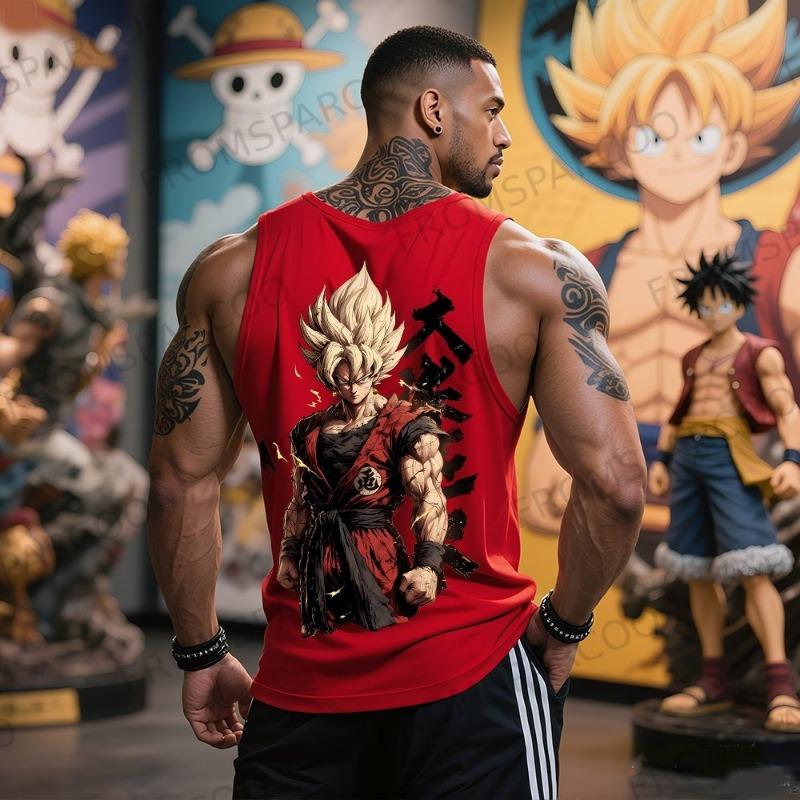 

Dragon Ball Goku Anime Printed Pure Cotton Tank Top American Men s and Women s Loose Summer Fashion Sporty Top XXS