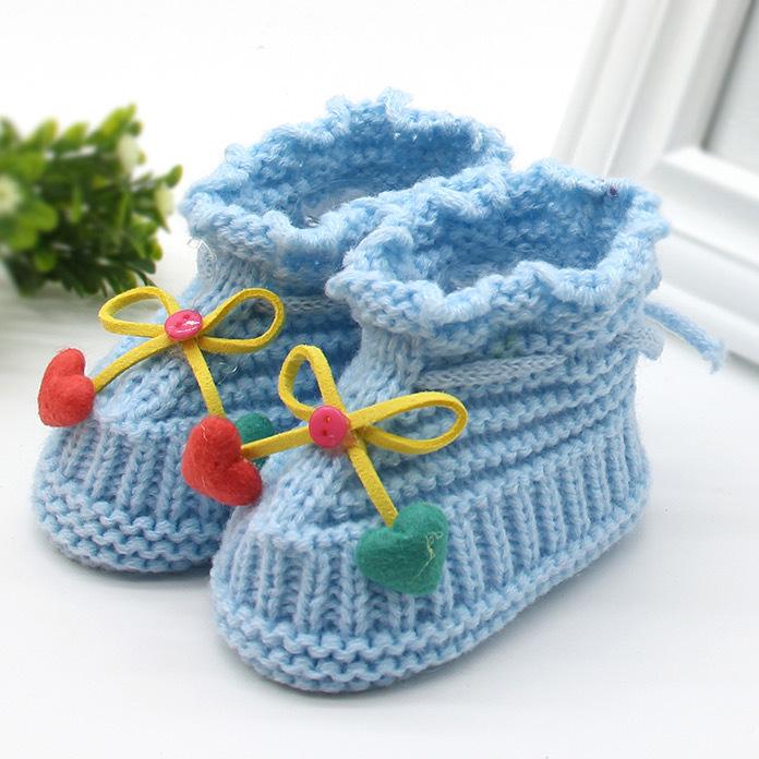 Scarpine da Bambino in Lana Lavorate a Maglia a Mano per Primavera e Autunno (0-6 mesi)