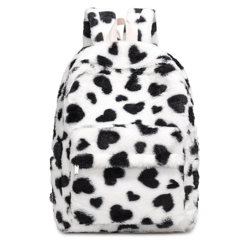 

2026 High Quality Casual Plush Sweet Interior Zipper Pocket School Bags Fashion Color Blocking Large Capacity Commute Backpacks