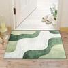 1pc Abstract Green Wave Area Mat - Soft Polyester, Machine Washable Floor Mat with Geometric Design for Entryway, Kitchen, Livin