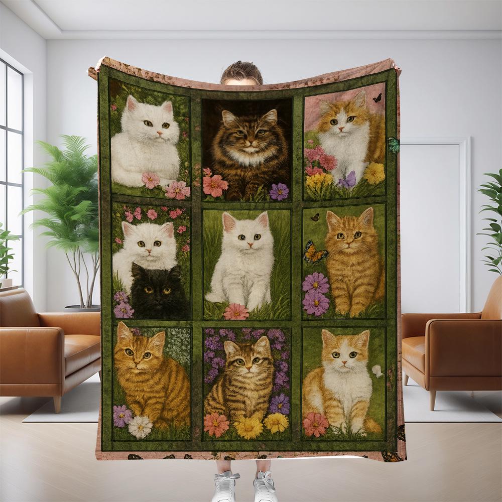 Pătură canapea pisică personalizată: Flanel gros cu imprimeu digital