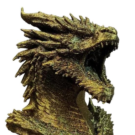 Dragon Head Figurine, 3D Printed Fantasy Dragon Head Statue, Mythical Animal Sculpture for Home Office Desk Decor, Gift for Collectors