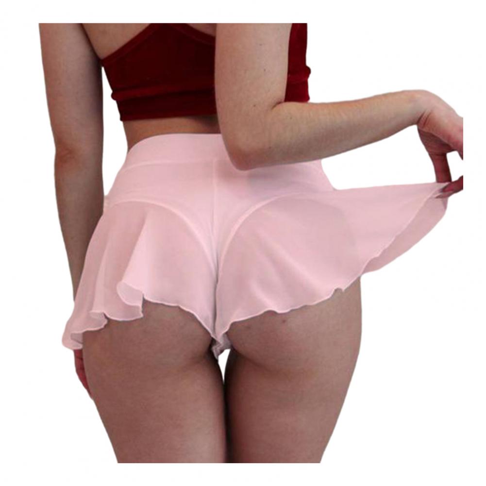 

Сексуальные мини-шорты с высокой талией, эластичные дышащие шорты, сетчатые шорты с оборками для женщин, короткие мини с высокой талией и открытыми ягодицами S розовый