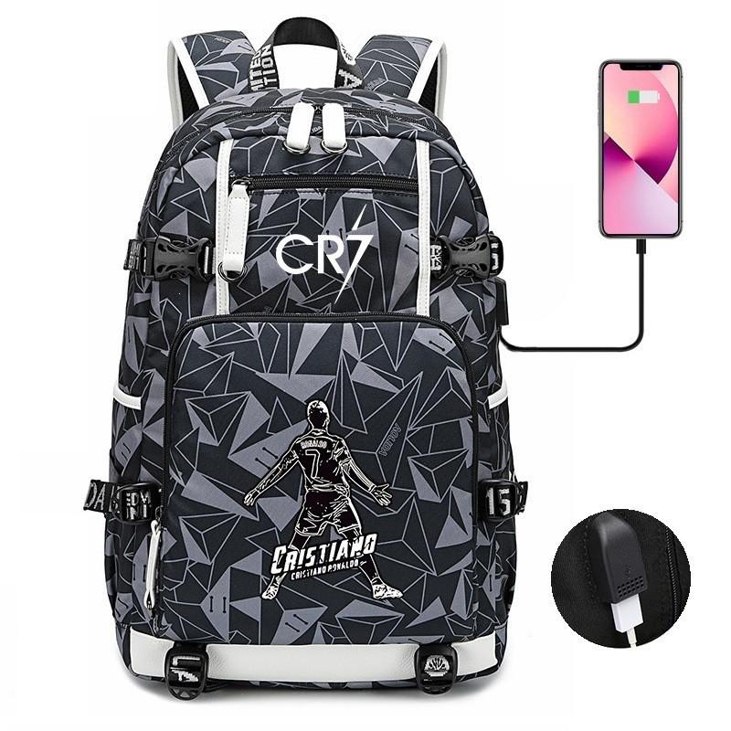 Glow-in-the-Dark Soccer Backpack Teens Large Capacity Laptop Bag With Padded Straps Oxford Fabric Trendy Patchwork Design
