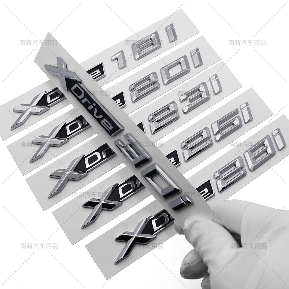 Chrome Black Letters Fender Trunk Emblems For XDrive 18i 20i 23i 25i XDrive28i 30i 35i 38i 40i 45i XDrive48i 50i XDrive55i