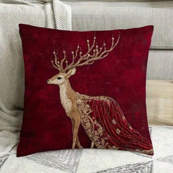 Funda de Cojín Diseño Removible Lavable Tejido Suave Transpirable Patrón de Ciervo Sika 2D Funda de Cojín Versátil Decoración para el Hogar