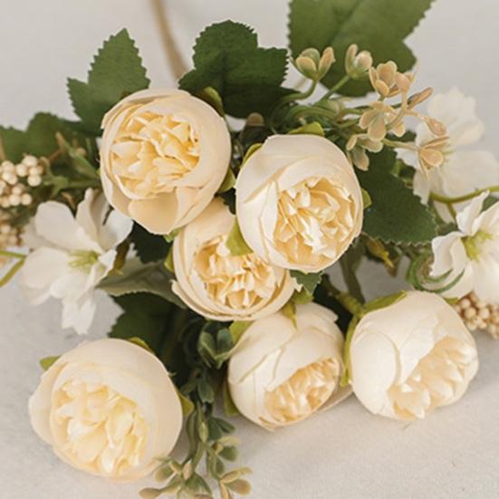 Sztuczna róża 5 widelców z łodygą Nie wymaga podlewania Nie więdnie Realistyczna dekoracja ślubna