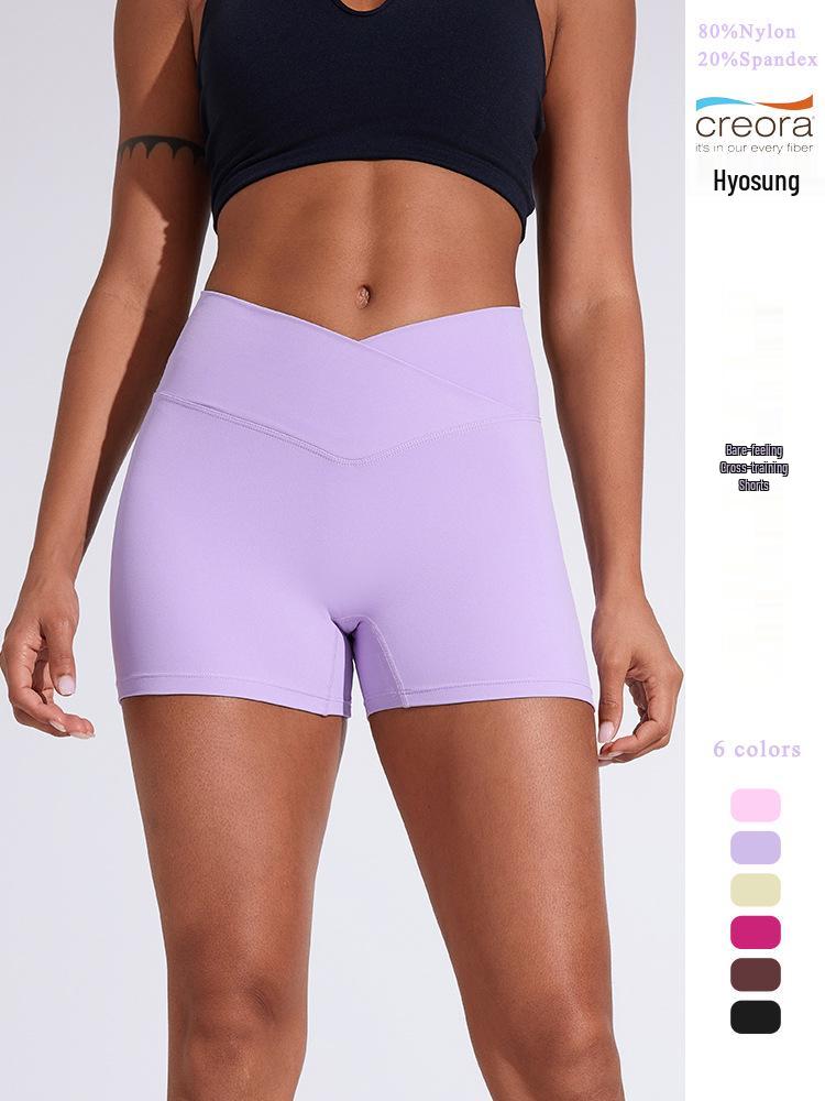 Women's High Waist Pleated Quick-Dry Yoga Shorts - Peach Hip Lifting Fitness Running Pants