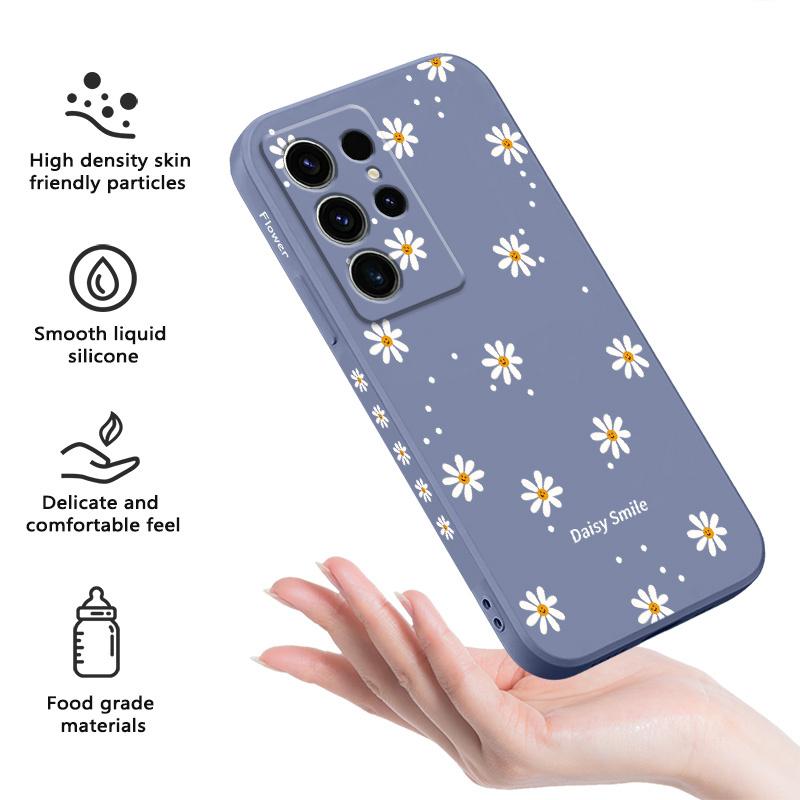 Smiling Daisy Phone Case For Samsung Galaxy S25 S24 S23 S22 S21 S20 S10 S10E Ultra Plus FE Note 20 Ultra Plus Cover