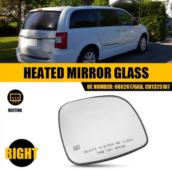 For 2008-16 Chrysler Town & Country View Mirror Heated Glass Passenger Side