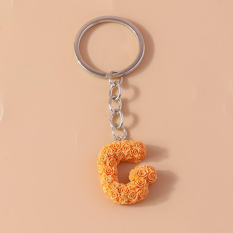 New Creative Flower Initial 26 Letter Keychain A-Z Alphabet Keyring Pendants for Women Girls Handbag Decor Jewelry Accessories