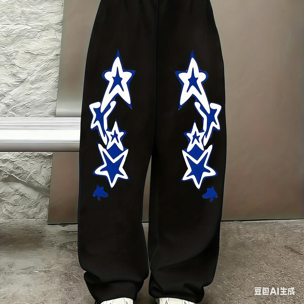 Summer Star Printed Gothic Trendy Breathable Speed Drying Large Loose Sports Men's and Women's Pants