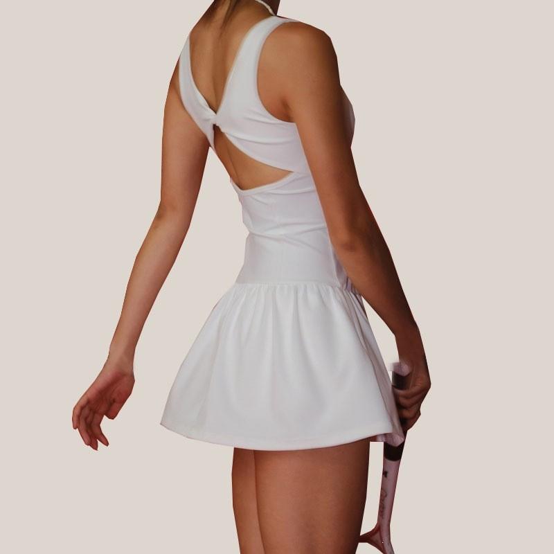 Womens Yoga Romper With Built-in Bra Pad Quick-Dry High-Stretch Fitness Dress Gym Tennis Pilates