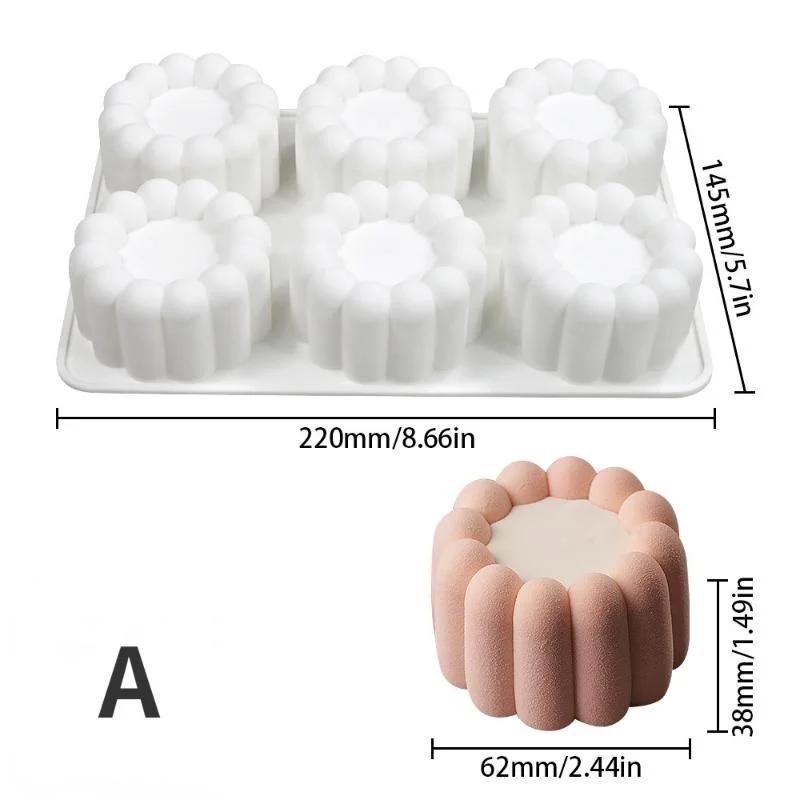 Creative Handmade Groove Flower Love Star Mousse Mold Round Square Cake Baking Silicone Mold Jelly Pudding Candle Molds