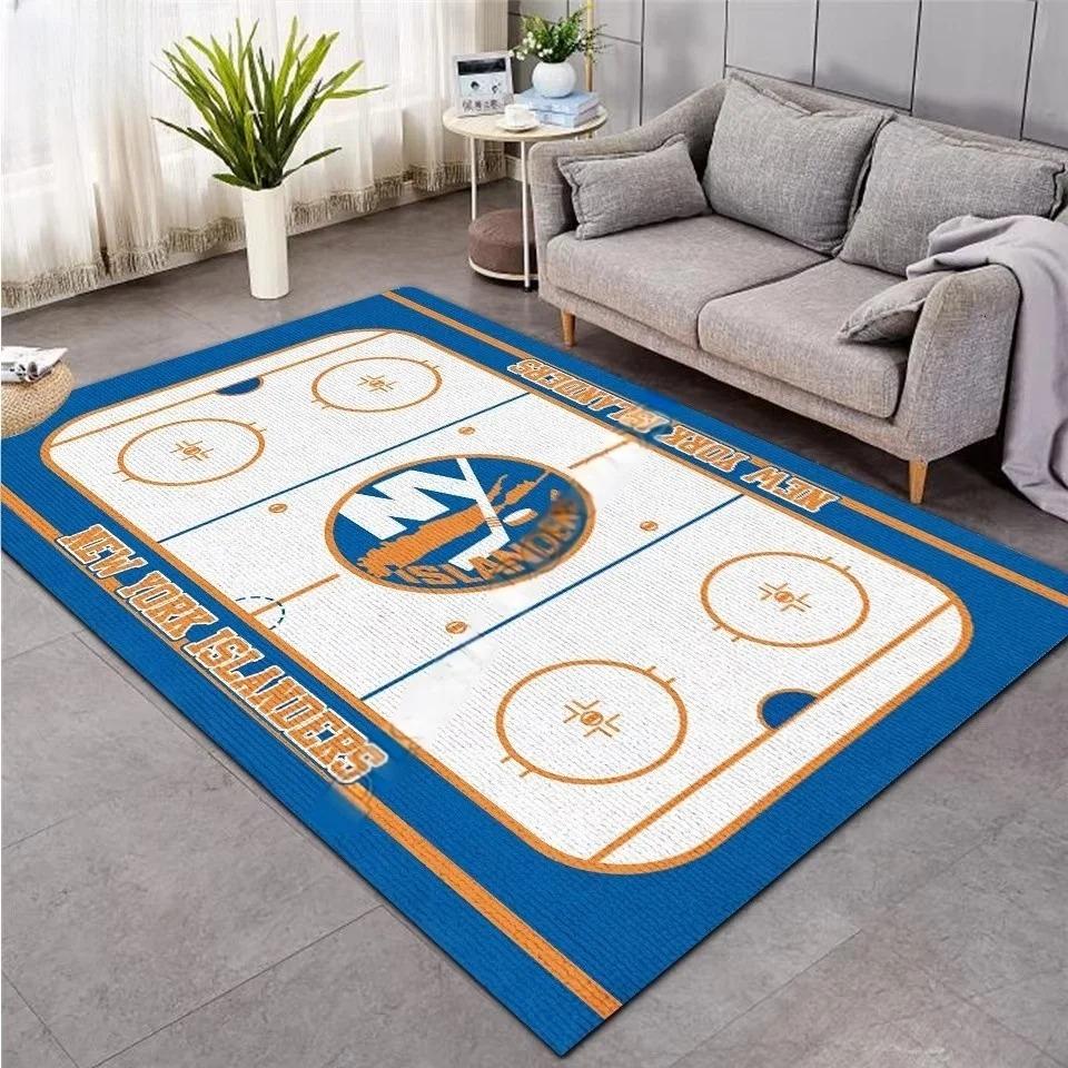 3D Hockey Rug, Ice Hockey Carpet Non-Slip Machine WashableDoormat, Sport Themed Floor Mat for Living Room Dining Room Game Room