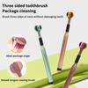 Soft Bristle 3D Triple Head Toothbrush For Adults With Tongue Scraper Home Care Manual Brush