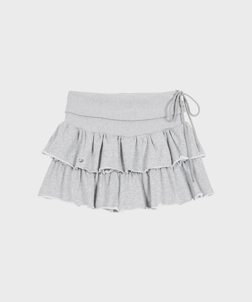 Alkialka Ruffle Jersey Skirt (Gray)