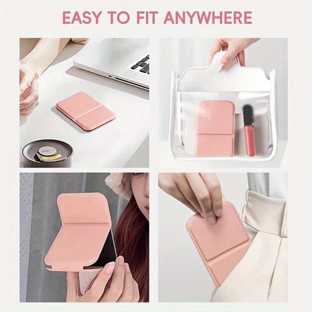Cute Portable Personal Makeup Mirror Handheld Solid Color Foldable Makeup Mirror Mini PU Leather Pocket Mirror Home