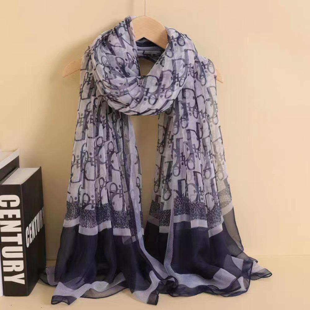 Spring and Autumn Shawl Women's Sunscreen Scarf White with Long Soft Gauze Summer Seaside Large Beach Scarf Travel Silk Scarf