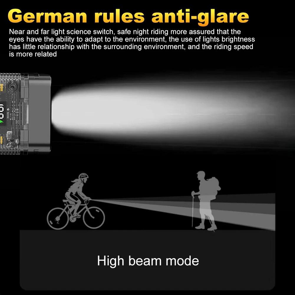 Bicycle Front Light, Dual-Beam Technology 350LM 4 Level Light, Type-C Rechargeable Safety Light With 1200mah Built-in Battery For Outdoor Night Cyclin