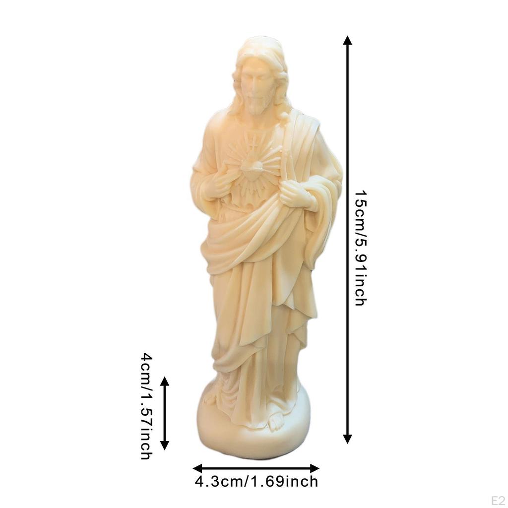 Jesus Statue Desktop Ornament Xmas Decor Religious Gift Figure for Living Room Mantel Festival