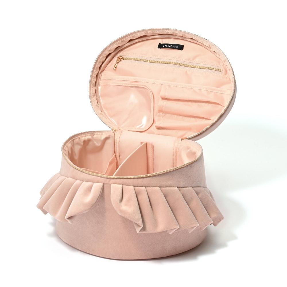Franc Franc Japan VeLour FriLL Vanity Pouch L Pink
