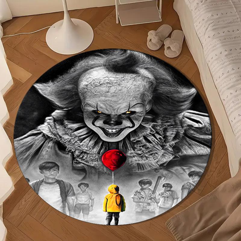 Scary Clown Horror Round Rug for Livingroom,Bedroom, Palyroom, Chair Rug, Area Rug, Circle Carpet, Large Size Fan Christmas Gift