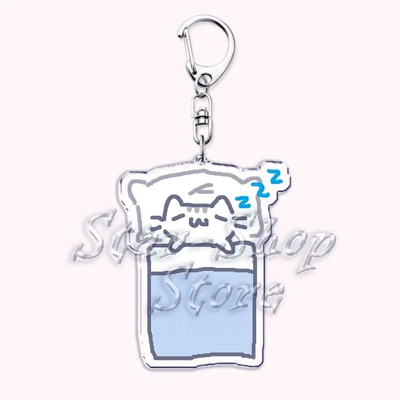 Kawaii Little Cat with Flower Keychains Strawberry Kitten Keyring for Accessories Bag Key Chain Ring Jewelry Fans Friends Gifts